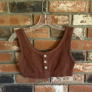 Old Navy Brown Ribbed Crop Top